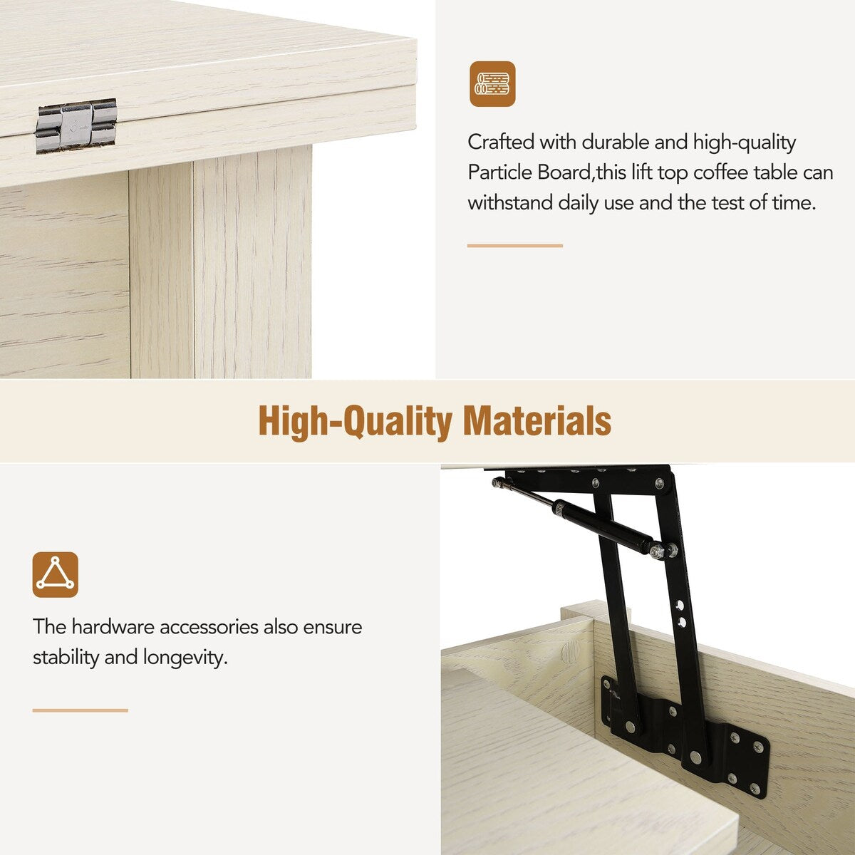 Lift Top Coffee Table Multi-Functional Coffee Table with Open Shelves