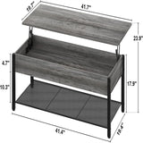 Lift Top Coffee Table with Storage Shelf - 19.7"D x 41.7"W x 18"H