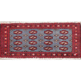 Light Blue Geometric Bokhara Oriental Wool Area Rug - 3' 5'' X 1' 6''