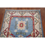 Light Blue Kazak Accent Rug Handmade Oriental Wool Carpet - 2'7" x 4'0"