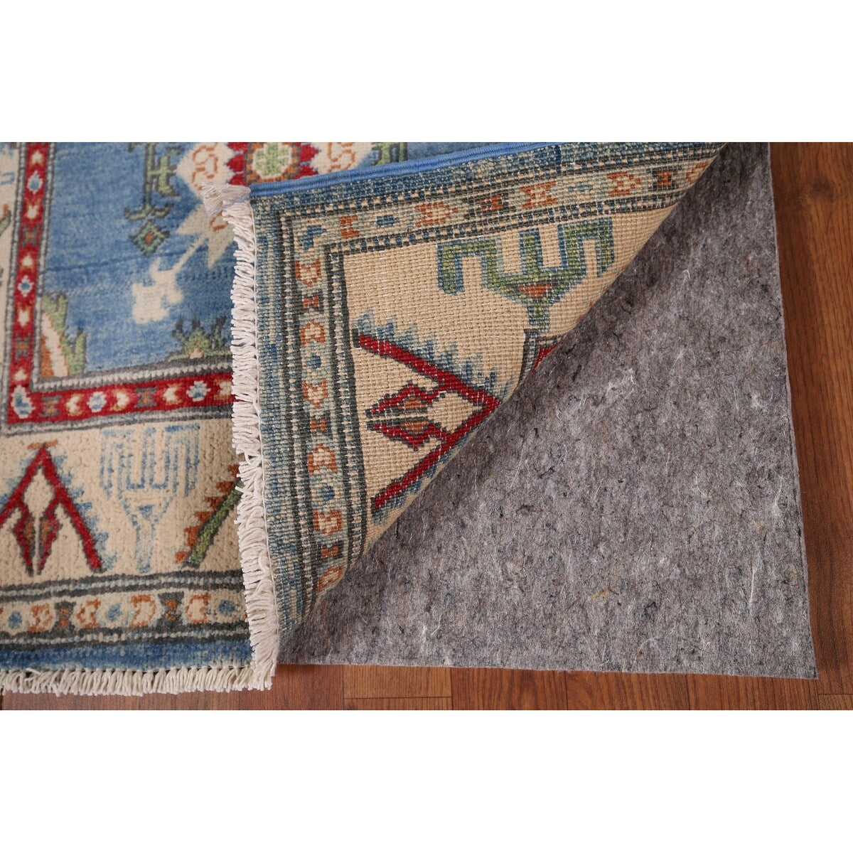 Light Blue Kazak Accent Rug Handmade Oriental Wool Carpet - 2'7" x 4'0"