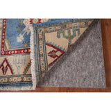 Light Blue Kazak Accent Rug Handmade Oriental Wool Carpet - 2'7" x 4'0"