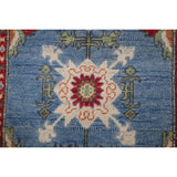 Light Blue Kazak Accent Rug Handmade Oriental Wool Carpet - 2'7" x 4'0"