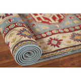 Light Blue Kazak Runner Rug Handmade Traditional Wool Carpet - 2'6" x 13'1"