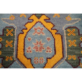Light Blue Oushak Area Rug Hand-Knotted Oriental Wool Carpet - 8'10" x 11'10"