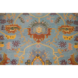 Light Blue Oushak Area Rug Hand-Knotted Oriental Wool Carpet - 8'10" x 11'10"