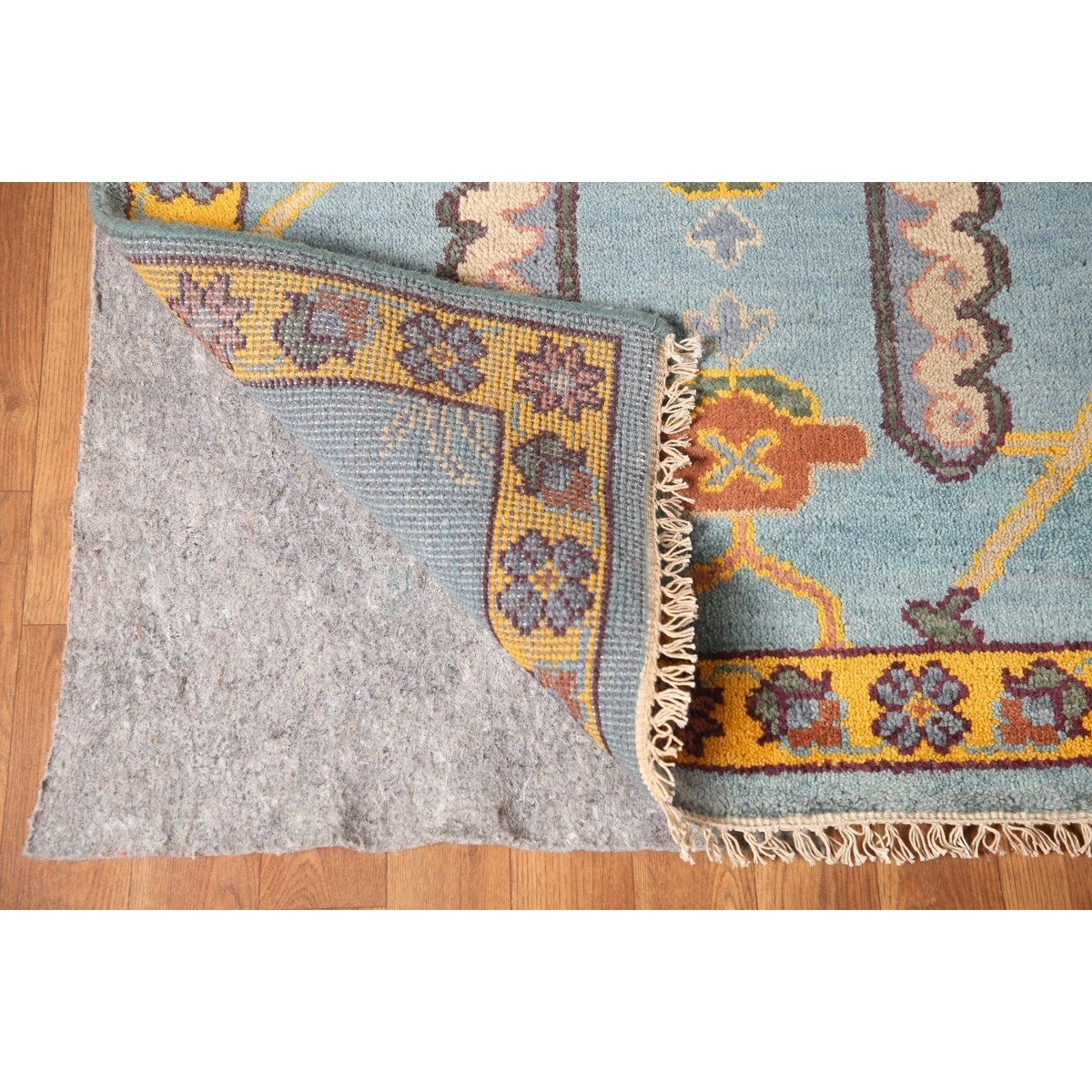 Light Blue Oushak Area Rug Hand-Knotted Oriental Wool Carpet - 8'10" x 11'10"