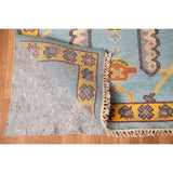 Light Blue Oushak Area Rug Hand-Knotted Oriental Wool Carpet - 8'10" x 11'10"