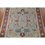 Light Blue Oushak Area Rug Handmade Oriental Wool Carpet - 8'9"x 12'0"