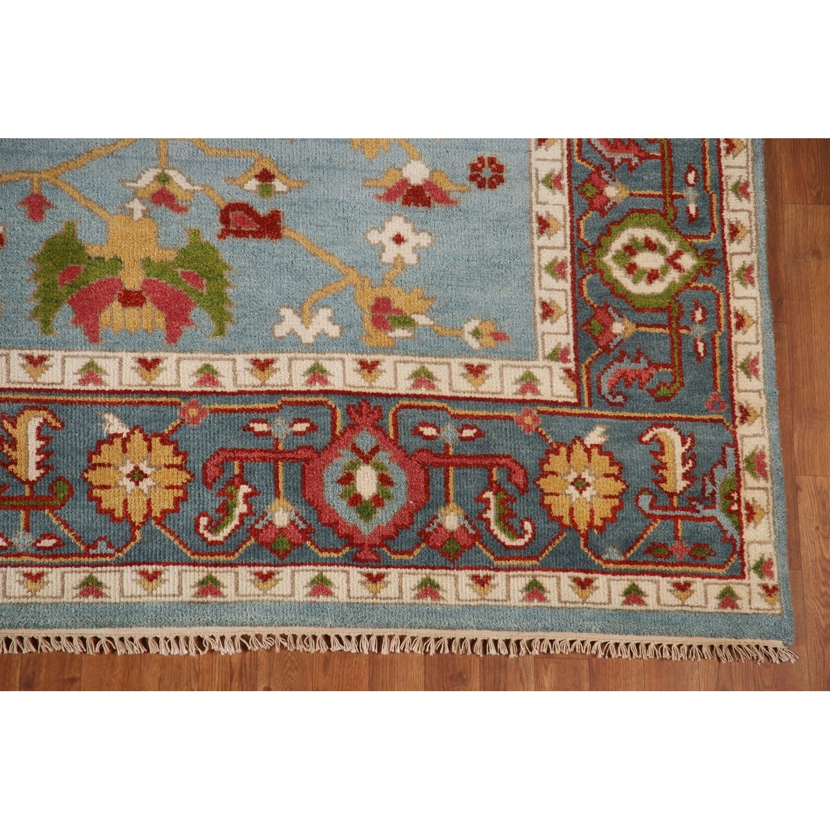 Light Blue Oushak Area Rug Handmade Oriental Wool Carpet - 8'9"x 12'0"
