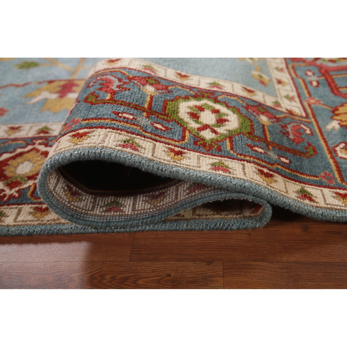Light Blue Oushak Area Rug Handmade Oriental Wool Carpet - 8'9"x 12'0"