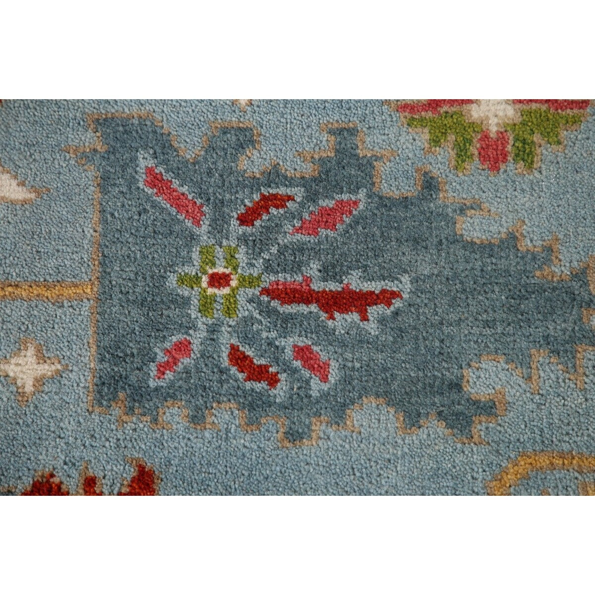 Light Blue Oushak Area Rug Handmade Oriental Wool Carpet - 8'9"x 12'0"