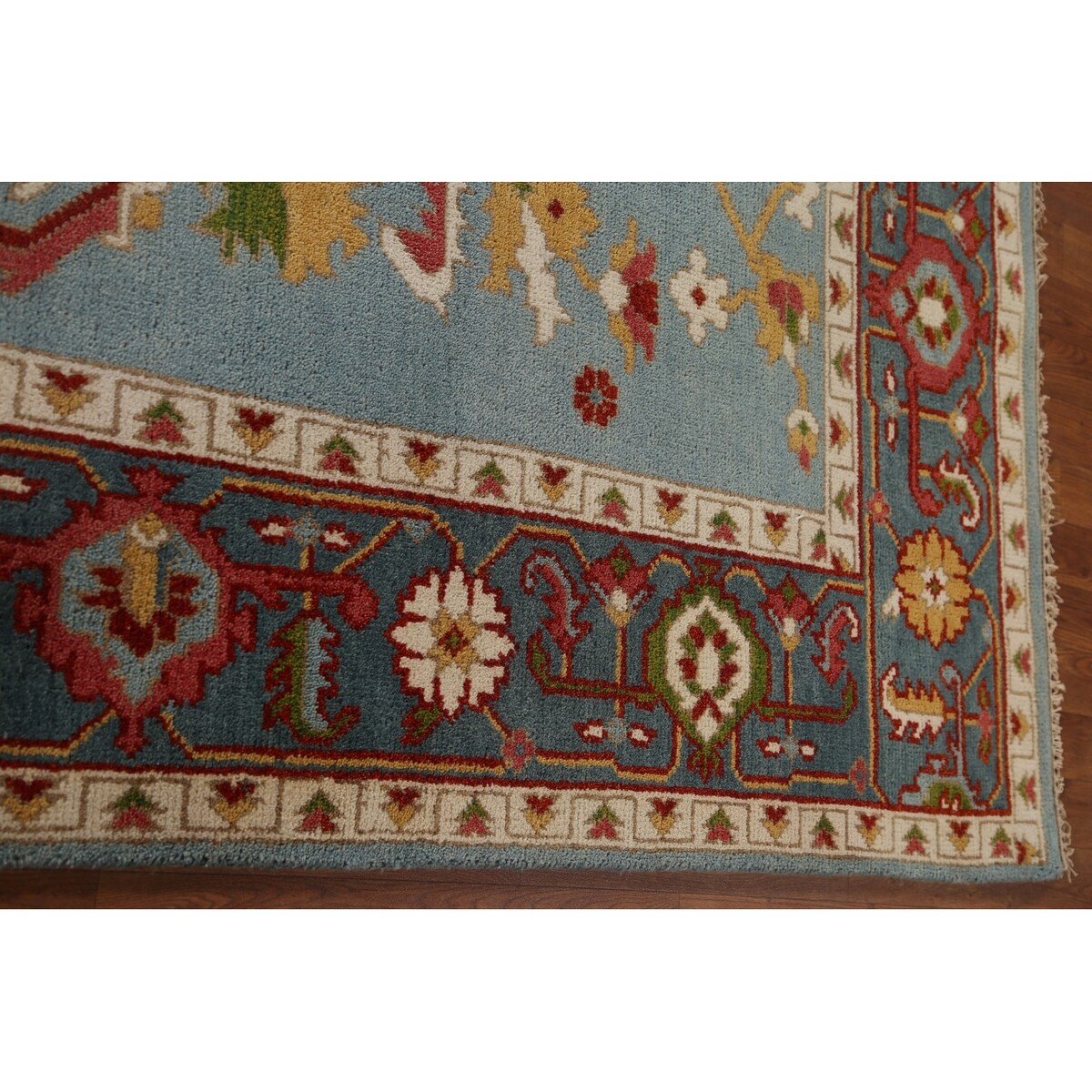 Light Blue Oushak Area Rug Handmade Oriental Wool Carpet - 8'9"x 12'0"