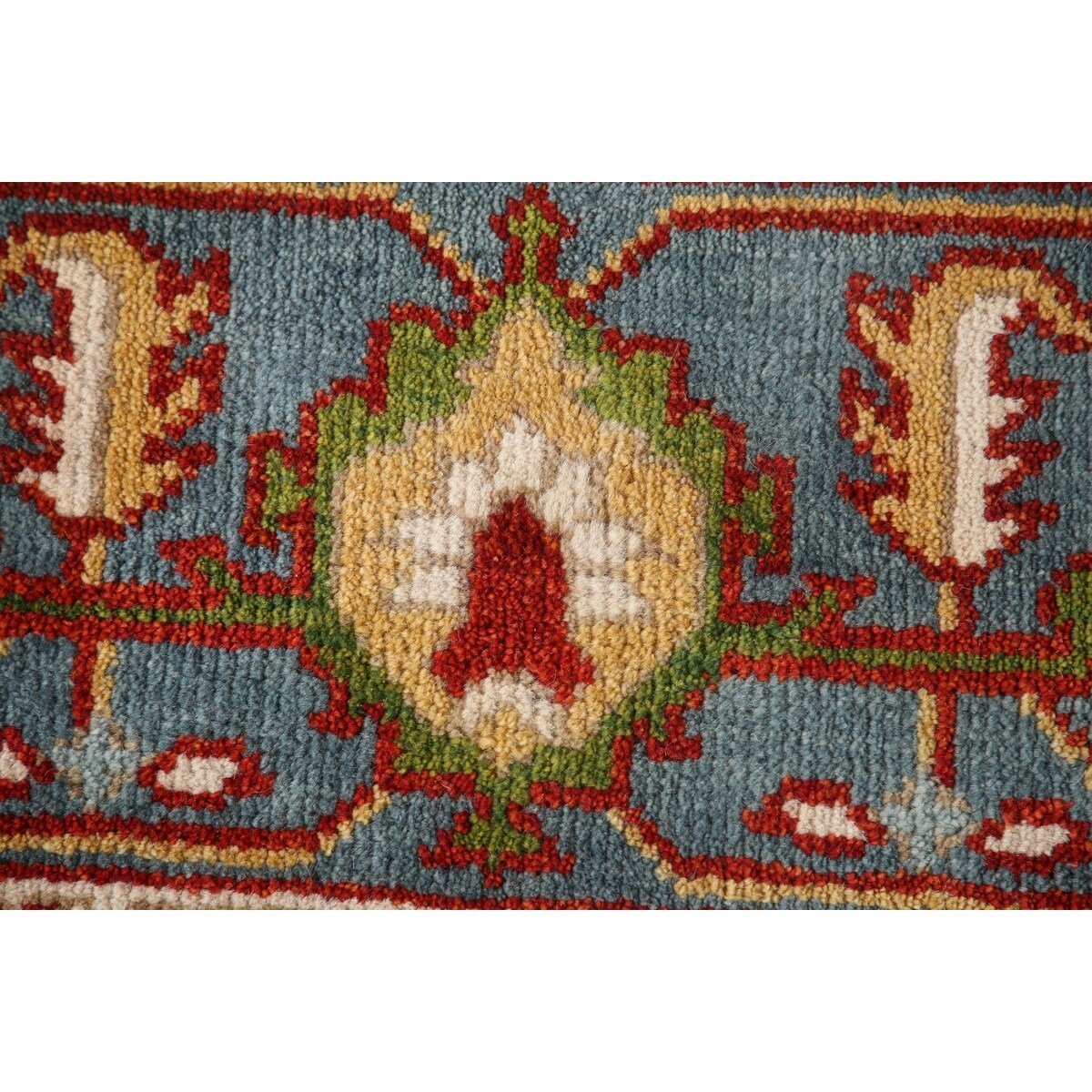Light Blue Oushak Area Rug Handmade Oriental Wool Carpet - 8'9"x 12'0"