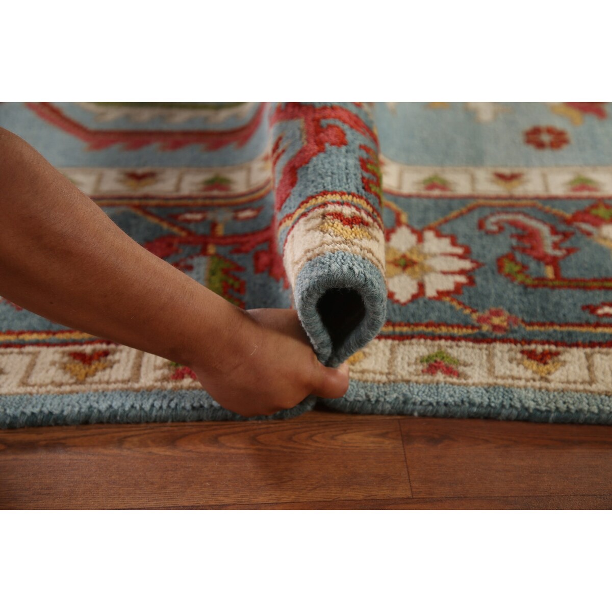 Light Blue Oushak Area Rug Handmade Oriental Wool Carpet - 8'9"x 12'0"
