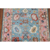 Light Blue Oushak Indian Rug Hand-Knotted Wool Carpet - 3'11"x 5'10"