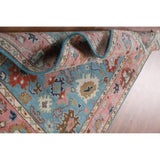 Light Blue Oushak Indian Rug Hand-Knotted Wool Carpet - 3'11"x 5'10"