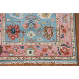 Light Blue Oushak Indian Rug Hand-Knotted Wool Carpet - 3'11"x 5'10"