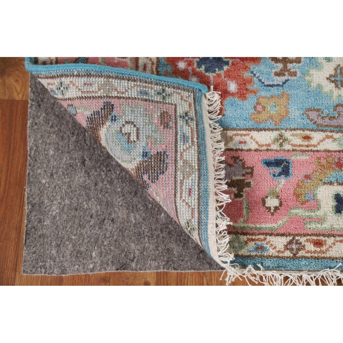 Light Blue Oushak Indian Rug Hand-Knotted Wool Carpet - 3'11"x 5'10"