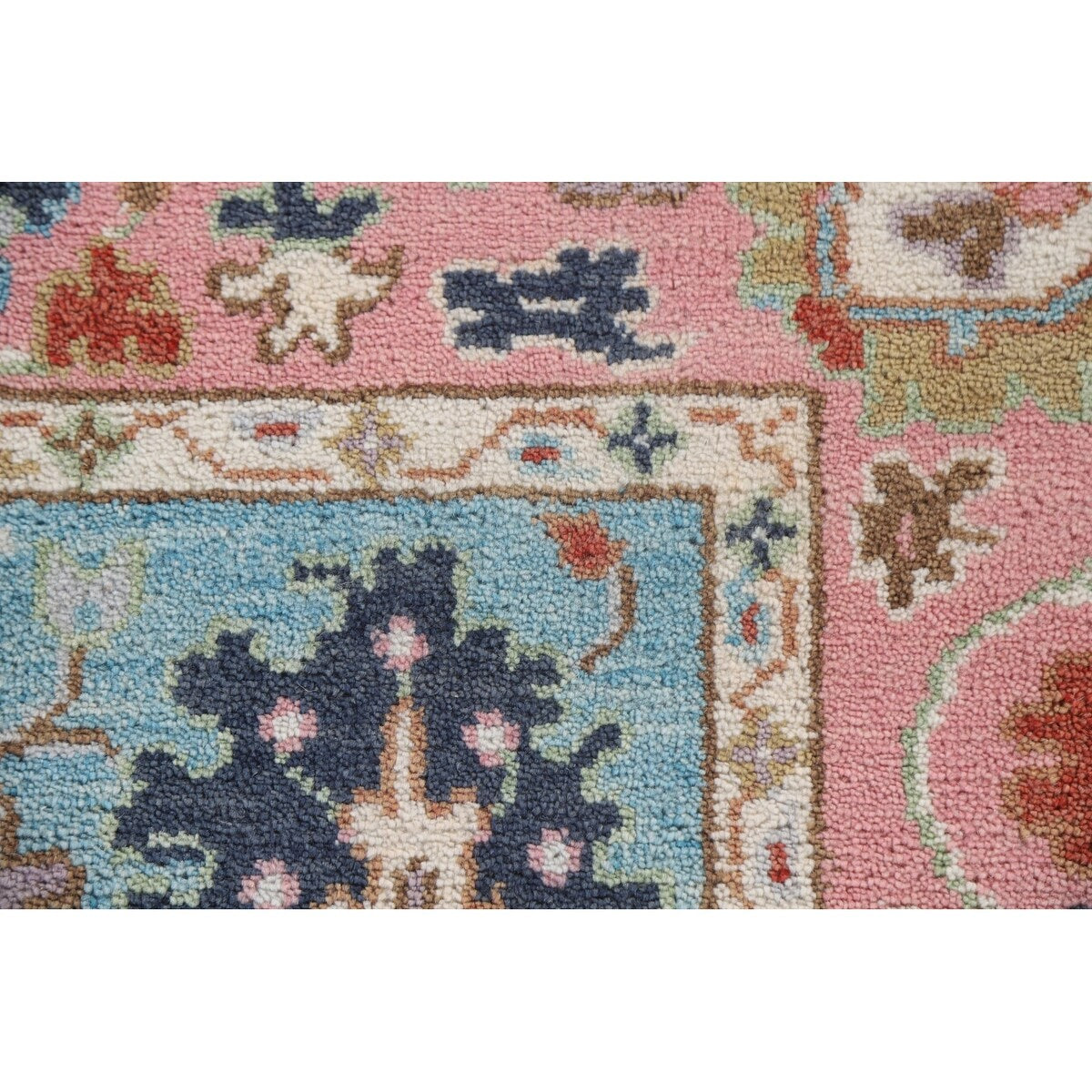 Light Blue Oushak Indian Rug Hand-Knotted Wool Carpet - 3'11"x 5'10"