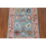 Light Blue Oushak Indian Rug Hand-Knotted Wool Carpet - 3'11"x 5'10"