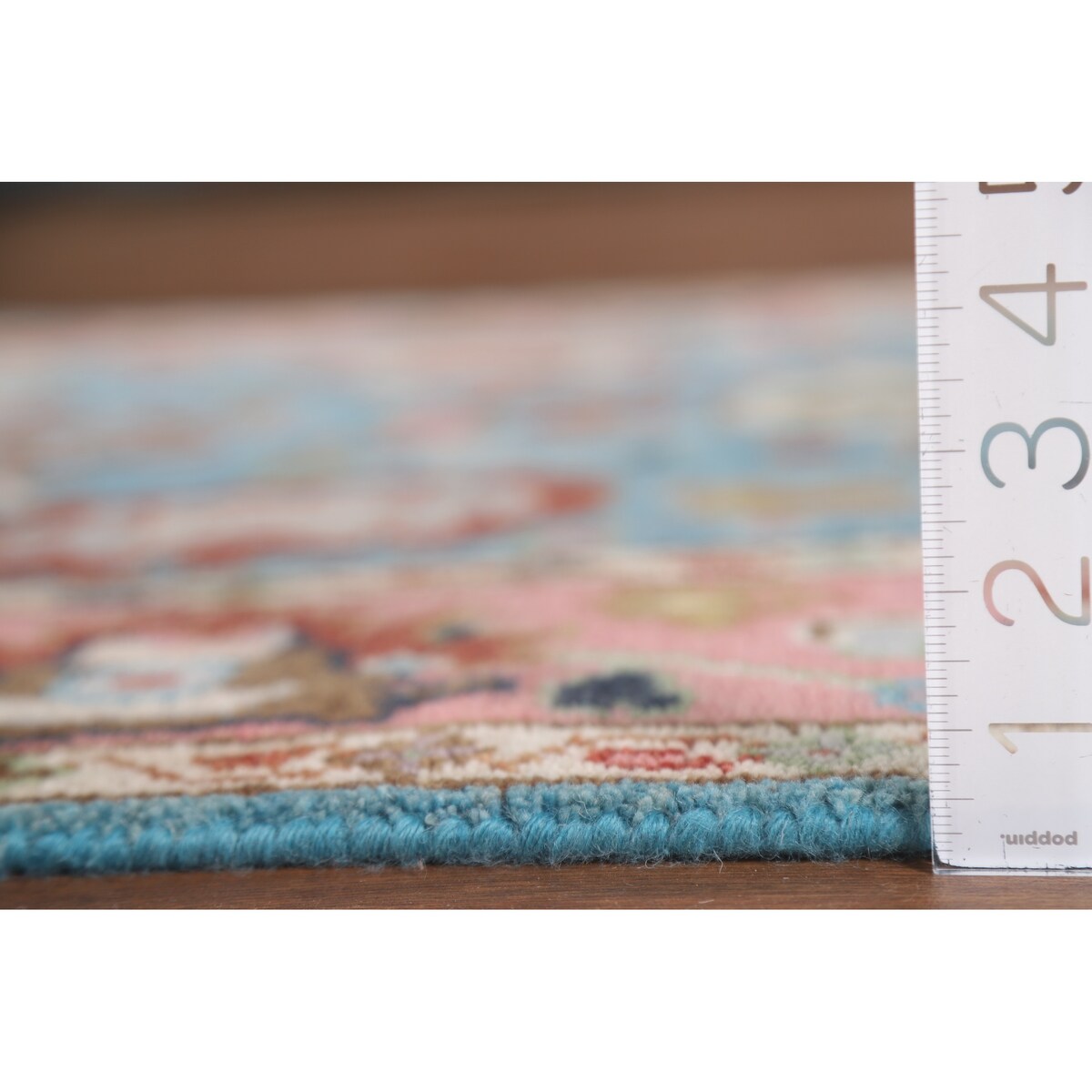 Light Blue Oushak Indian Rug Hand-Knotted Wool Carpet - 3'11"x 5'10"