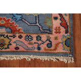 Light Blue Oushak Runner Rug Handmade Wool Carpet - 2'7"x 7'8"