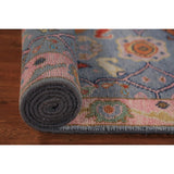 Light Blue Oushak Runner Rug Handmade Wool Carpet - 2'7"x 7'8"
