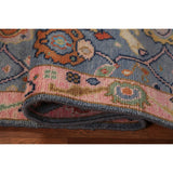 Light Blue Oushak Runner Rug Handmade Wool Carpet - 2'7"x 7'8"