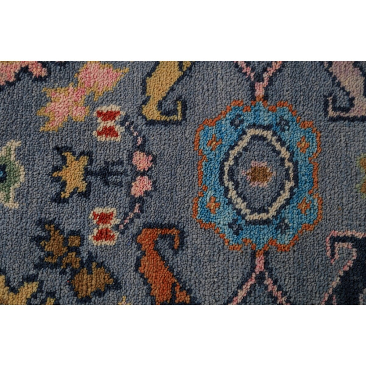 Light Blue Oushak Runner Rug Handmade Wool Carpet - 2'7"x 7'8"