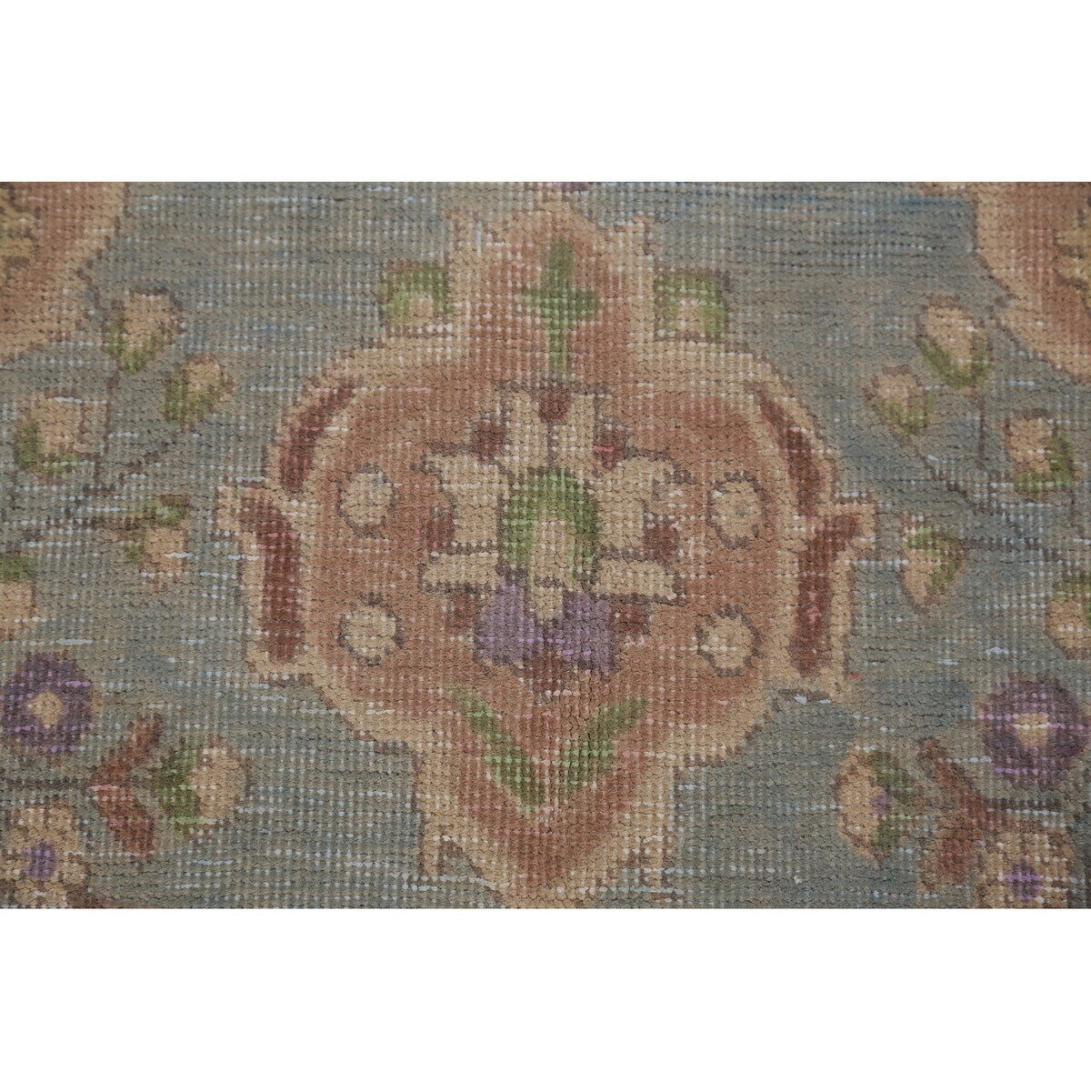 Light Blue Tabriz Persian Vintage Area Rug Hand-Knotted Wool Carpet - 7'7" x 10'9"