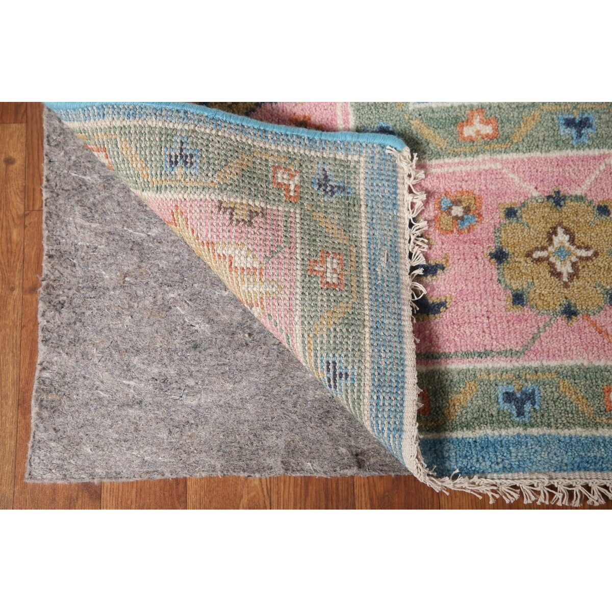 Light Blue & Pink Oushak Oriental Area Rug Wool Carpet - 7'10"x 9'9"