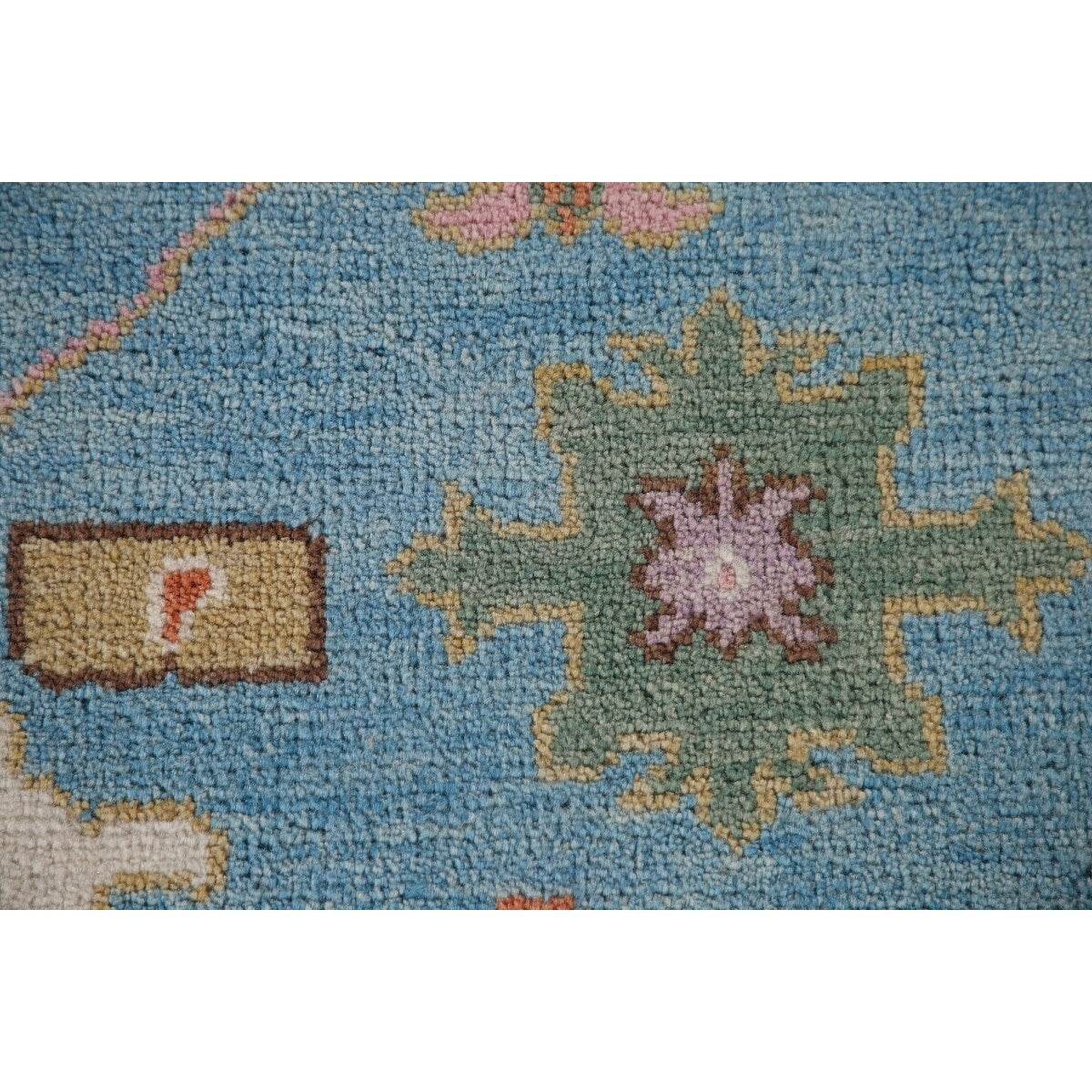 Light Blue & Pink Oushak Oriental Area Rug Wool Carpet - 7'10"x 9'9"