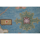 Light Blue & Pink Oushak Oriental Area Rug Wool Carpet - 7'10"x 9'9"