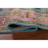 Light Blue & Pink Oushak Oriental Area Rug Wool Carpet - 7'10"x 9'9"