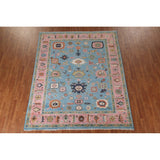 Light Blue & Pink Oushak Oriental Area Rug Wool Carpet - 7'10"x 9'9"