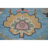 Light Blue & Pink Oushak Oriental Area Rug Wool Carpet - 7'10"x 9'9"