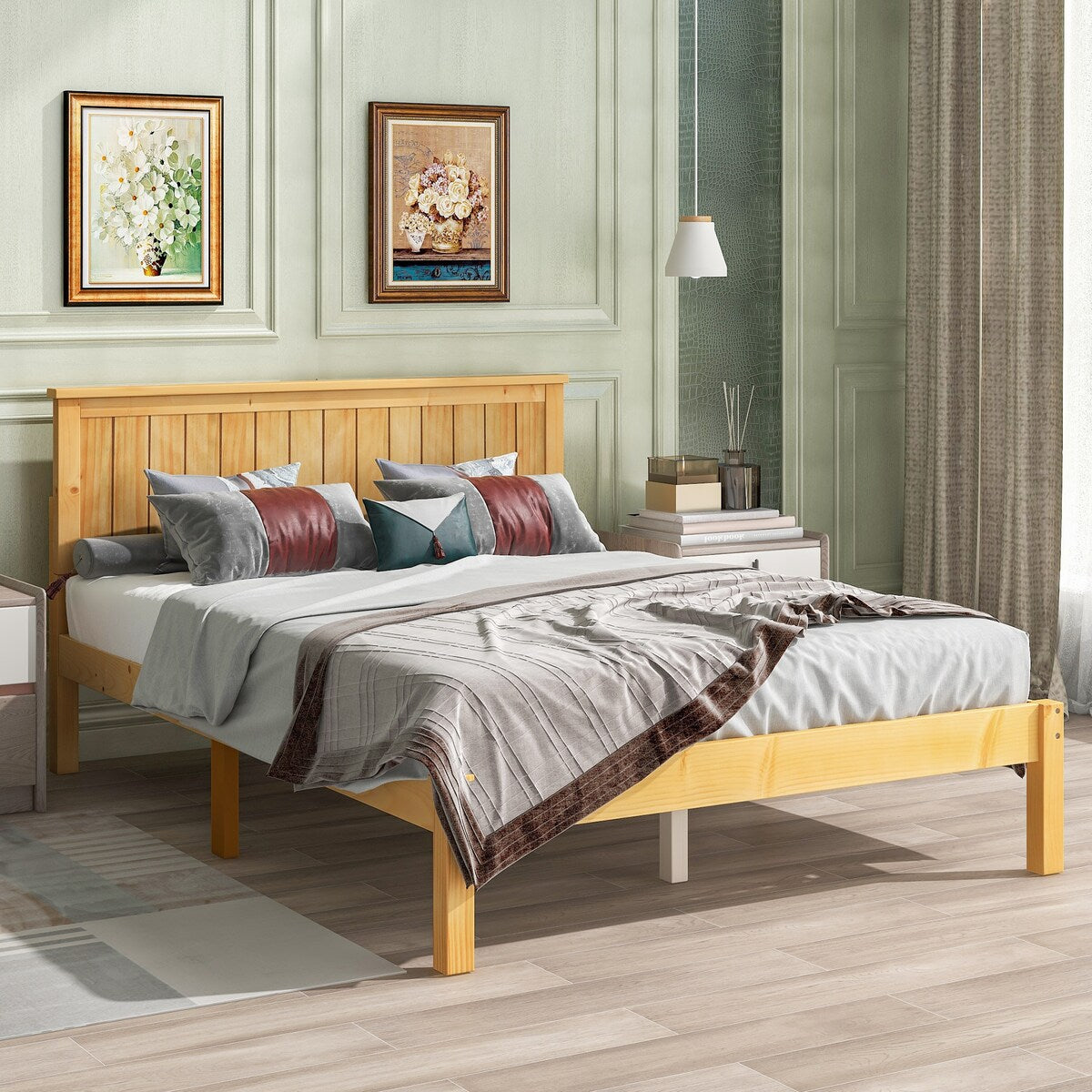 Light Brown Wood Grain Twin Bed
