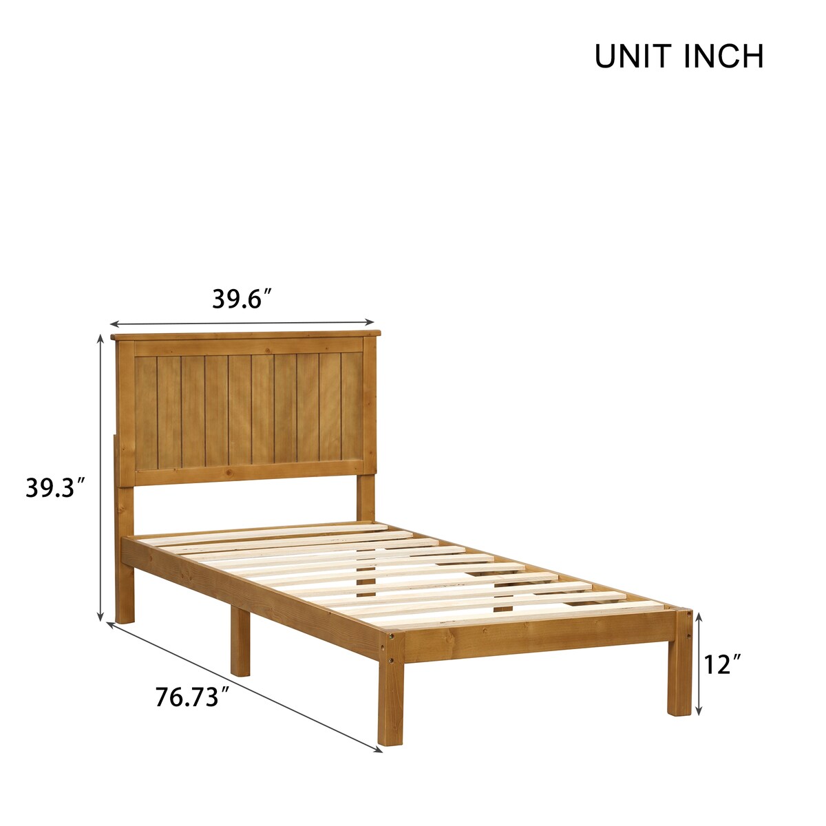 Light Brown Wood Grain Twin Bed