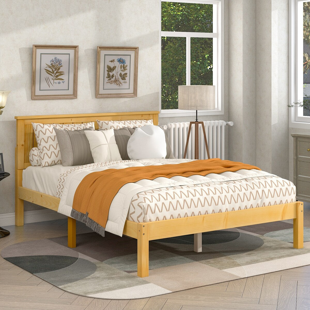 Light Brown Wood Grain Twin Bed