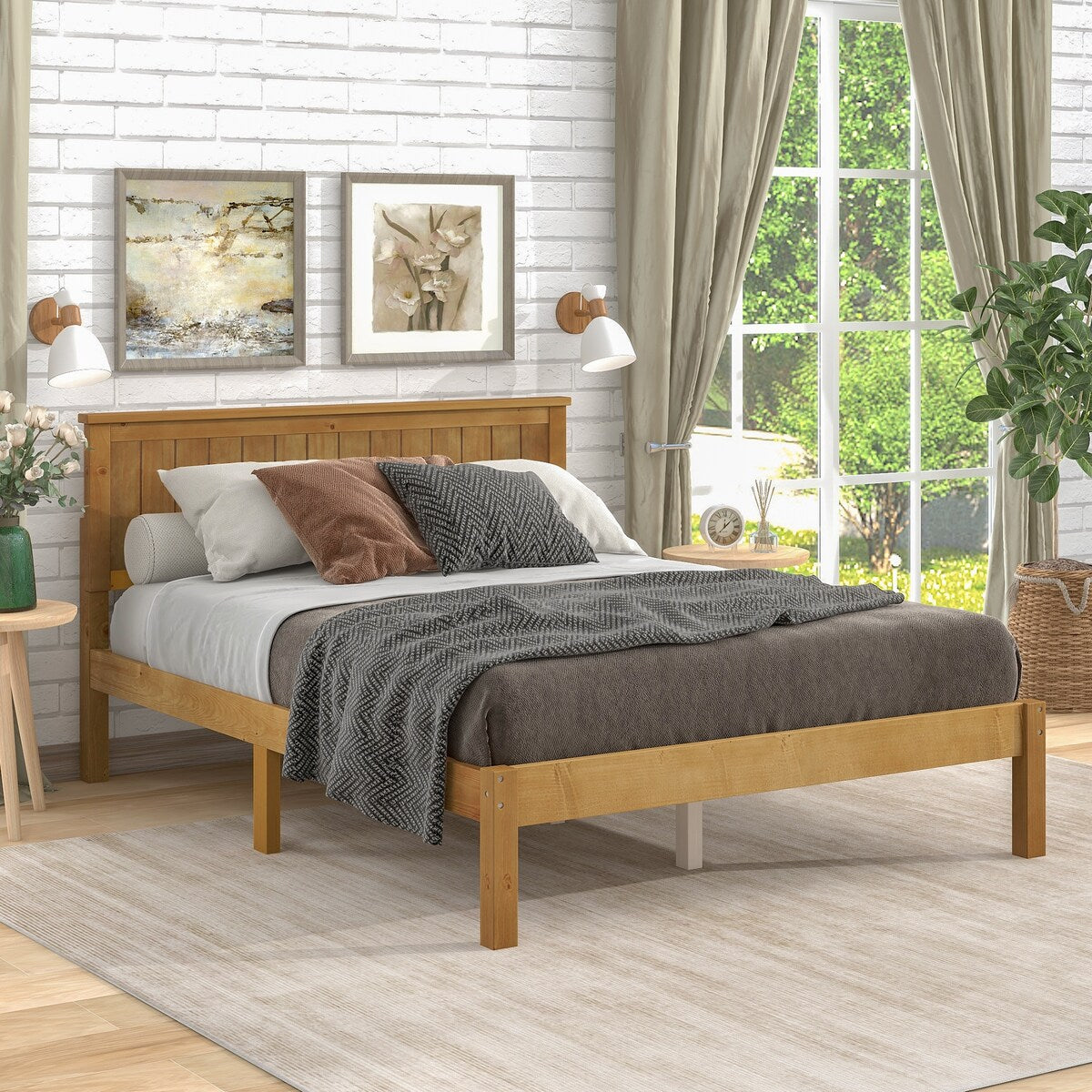 Light Brown Wood Grain Twin Bed