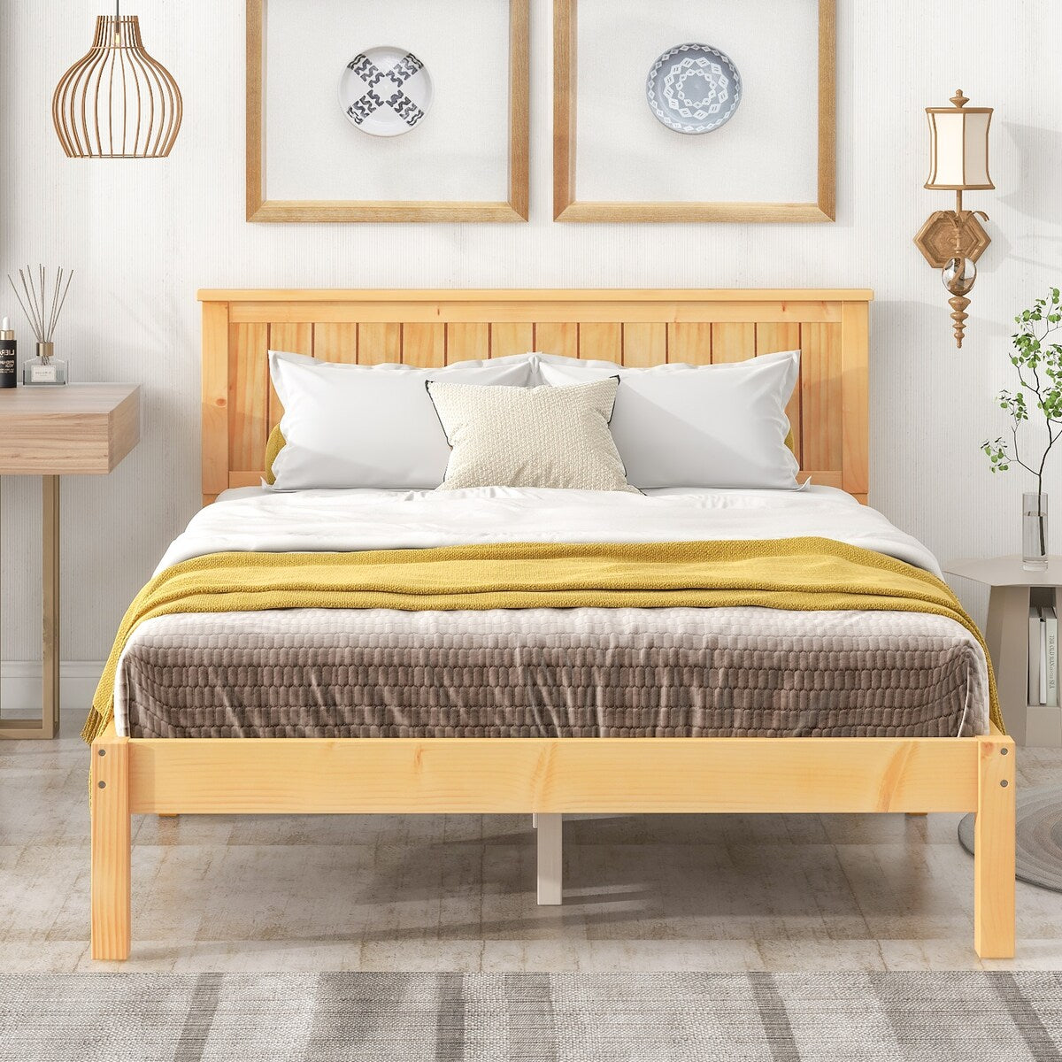 Light Brown Wood Grain Twin Bed