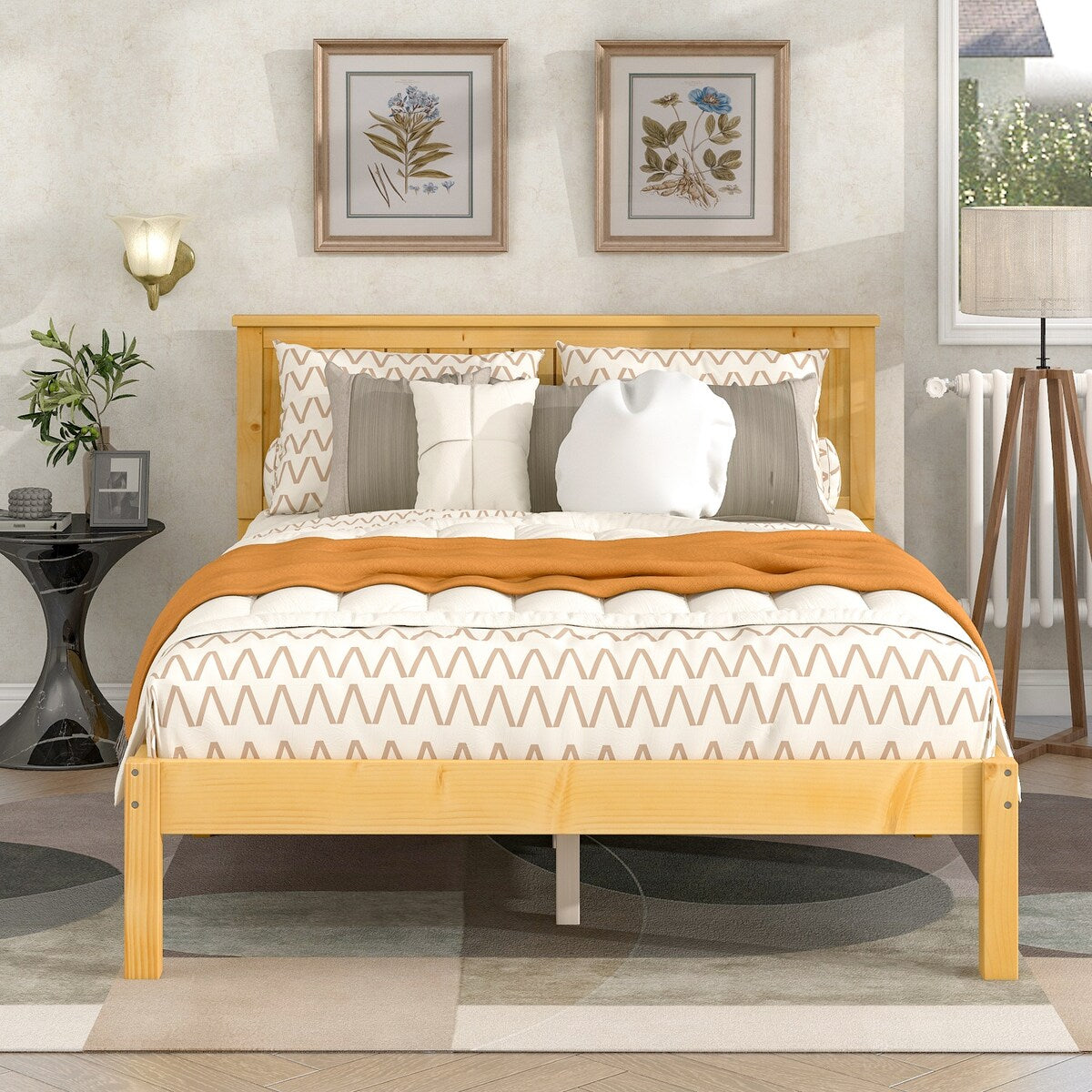 Light Brown Wood Grain Twin Bed