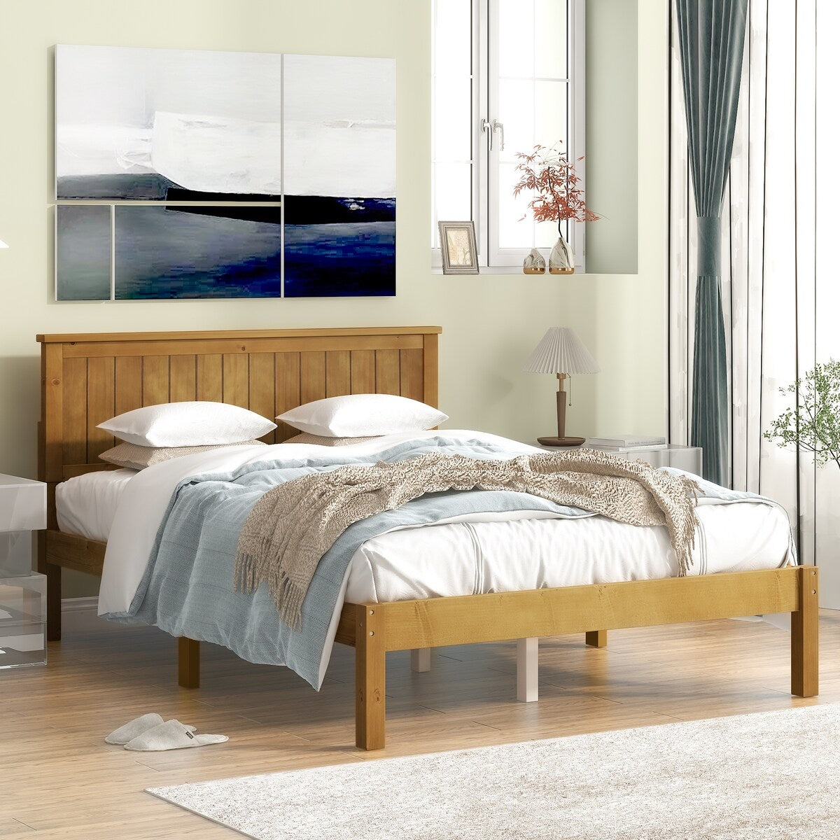 Light Brown Wood Grain Twin Bed