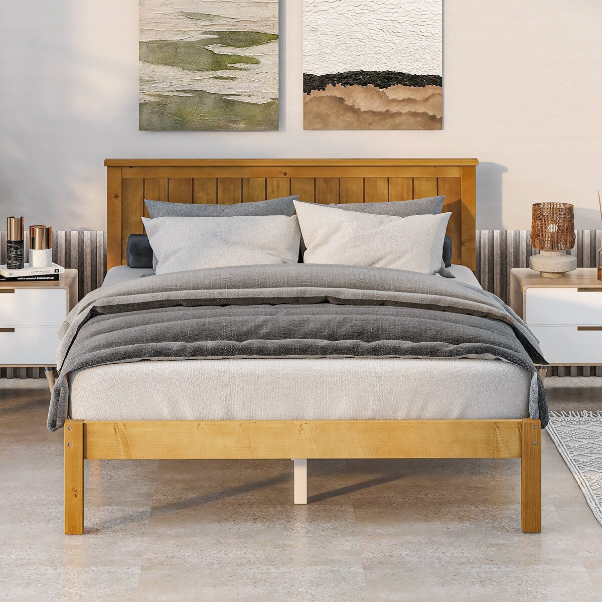 Light Brown Wood Grain Twin Bed