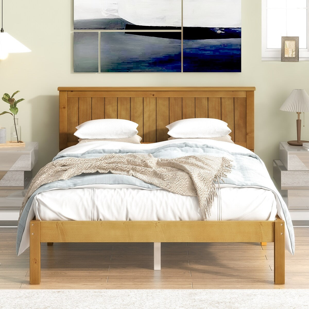 Light Brown Wood Grain Twin Bed