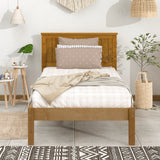 Light Brown Wood Grain Twin Bed
