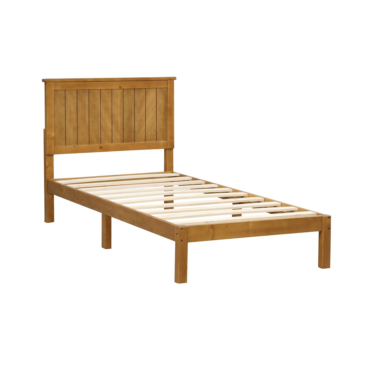 Light Brown Wood Grain Twin Bed