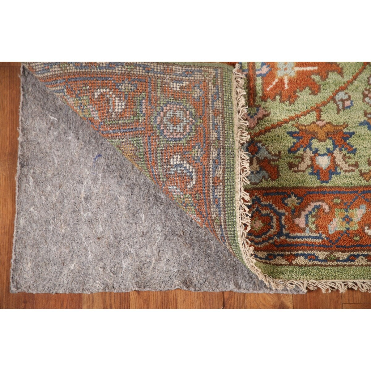 Light Green Oushak Foyer Rug Hand-Knotted Oriental Wool Carpet - 3'0" x 4'11"