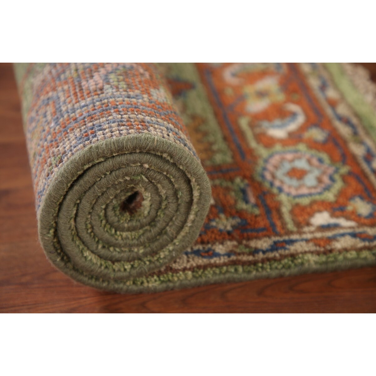 Light Green Oushak Foyer Rug Hand-Knotted Oriental Wool Carpet - 3'0" x 4'11"